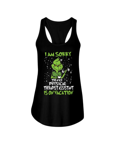 Funny Grinch Quote Physical Therapist On Vacation Christmas Tee Ladies Flowy Tank