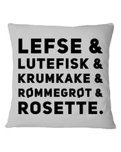 Load image into Gallery viewer, Lefse Lutefisk Krumkake Quote T-Shirt Gift Pillow Cover