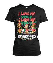 Load image into Gallery viewer, I Love My Pre-K Reindeers Christmas Tshirt Teacher Gifts Ladies Tee