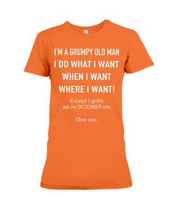 Grumpy Old Man December Wife Black Quote T-Shirt Ladies Tee