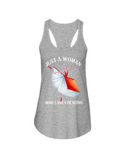 Load image into Gallery viewer, Just A Woman Loves Dancing And Reading Books Ladies Flowy Tank