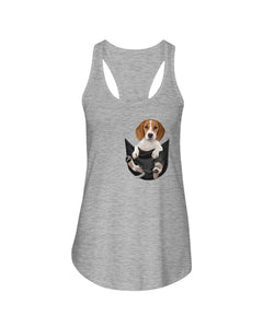 Beagle In The Pocket Funny T-Shirt Ladies Flowy Tank