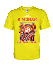 Load image into Gallery viewer, A Woman Loves Clemson Tigers Gift For Fans T-Shirt Guys V-Neck