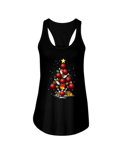 Bowling   Bowling Christmas Tree Christmas T-Shirt Ladies Flowy Tank