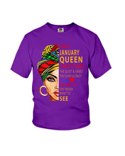 Load image into Gallery viewer, January Queen 3 Sides Horoscopes T-Shirt Youth Tee