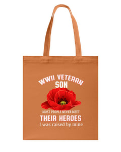 Wwii Veteran Son Gift For Veterab Mom Basketweave Tote Bag