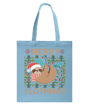 Load image into Gallery viewer, Merry Slothmas Christmas Gift For Kids Family Gift T-Shirt Basketweave Tote Bag