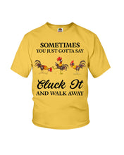 Load image into Gallery viewer, Cluck It Chicken Funny Quote T-Shirt Youth Tee