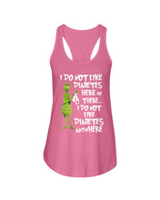 Load image into Gallery viewer, Grinch Funny Quote Don't Like Diabetes Christmas Tee Ladies Flowy Tank