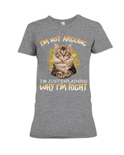 Load image into Gallery viewer, Cat Lovers T-Shirt Not Arguing Just Explaining Ladies Tee