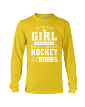 Load image into Gallery viewer, Girl Who Loves Hockey And Books Quote Name T-Shirt Unisex Long Sleeve