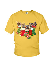 Load image into Gallery viewer, Yorkies In The Socks For Yorkie Lovers Christmas Gift Youth Tee