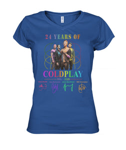 24 Years Of Coldplay Black T-Shirt Ladies V-Neck