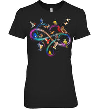 Load image into Gallery viewer, Bird Colorful Infinity Sign Ladies Tee