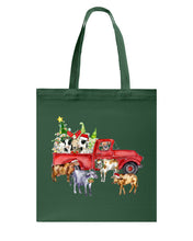 Load image into Gallery viewer, Merry Christmas In Town Cow Lovers Gift For Farmers Basketweave Tote Bag