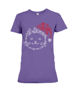 Cute Cat Face Christmas Gift For Cat Lovers T-Shirt Ladies Tee