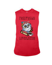 Load image into Gallery viewer, Cute Owl Read Books And Drink Coffee Funny T-Shirt Unisex Long Sleeve