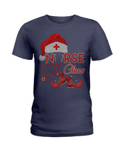 Load image into Gallery viewer, Merry Christmas Nurse Claus Black T-Shirt Ladies Tee