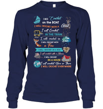 Load image into Gallery viewer, Crocheting Everywhere Black Quote T-Shirt Unisex Long Sleeve