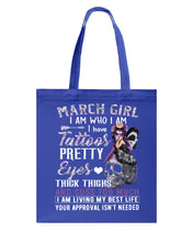 Load image into Gallery viewer, Tattoos Pretty Eyes Gift For March Girl T-Shirt Basketweave Tote Bag