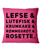 Load image into Gallery viewer, Lefse Lutefisk Krumkake Quote T-Shirt Gift Pillow Cover