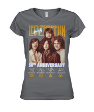 Load image into Gallery viewer, Led Zeppelin 50Th Anniversary Ladies V-Neck