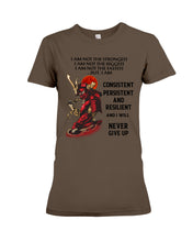 Load image into Gallery viewer, Samurai Consistent Persistent Resilient Quote T-Shirt Ladies Tee