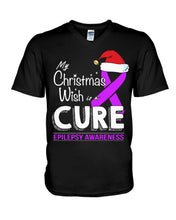 Load image into Gallery viewer, Epilepsy Awareness - My Christmas Wish Is A Cure Guys V-Neck