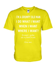 Load image into Gallery viewer, Grumpy Old Man March Wife Black Quote T-Shirt Guys V-Neck