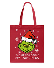 Load image into Gallery viewer, The Grinch Stole My Pancreas Basketweave Tote Bag