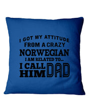 Load image into Gallery viewer, Attitude From Crazy Norwegian Dad Norway Love T-Shirt For Dad Pillow Cover