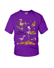 Load image into Gallery viewer, Flamingo Happy Thanksgiving Youth Tee