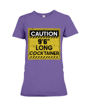 Load image into Gallery viewer, Caution 9&#39;6&#39;&#39; Long Cocktainer Black T-Shirt Ladies Tee