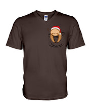 Load image into Gallery viewer, Pocket Slothmas Christmas Gift Funny T-Shirt Guys V-Neck