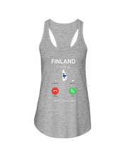 Load image into Gallery viewer, Finland Is Calling Funny Elf Christmas T-Shirt Ladies Flowy Tank