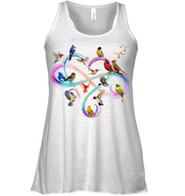 Load image into Gallery viewer, Bird Colorful Infinity Sign Ladies Flowy Tank