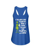 Load image into Gallery viewer, Grinch Funny Quote Don't Like Diabetes Christmas Tee Ladies Flowy Tank