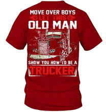 Load image into Gallery viewer, Old Trucker Move Over Boys Black T-Shirt Guys V-Neck