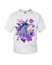 Load image into Gallery viewer, Donkey Loves Purple Flowers Custom T-Shirt Youth Tee