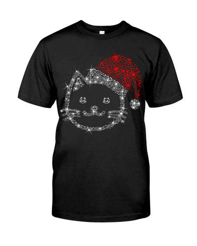 Cute Cat Face Christmas Gift For Cat Lovers T-Shirt Guys Tee