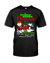 Load image into Gallery viewer, 55Th Anniversary A Charlie Brown Christmas Black T-Shirt Ladies Tee