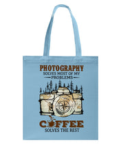 Load image into Gallery viewer, Solve Most Problems Camera Map Photography T-Shirt Basketweave Tote Bag