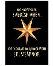 Load image into Gallery viewer, Christmas Star Swedish Julstarnor Black T-Shirt Vertical Poster