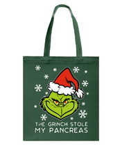 Load image into Gallery viewer, The Grinch Stole My Pancreas Basketweave Tote Bag