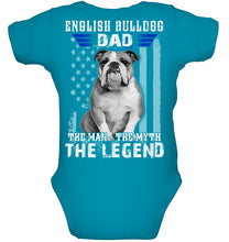 Load image into Gallery viewer, English Bulldog  - The Man - The Myth - The Legend Black T-Shirt Baby Onesie