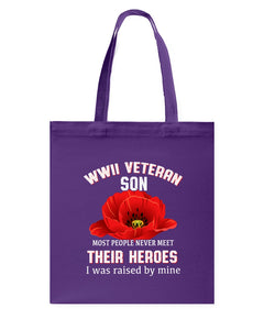 Wwii Veteran Son Gift For Veterab Mom Basketweave Tote Bag