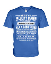 Load image into Gallery viewer, Lucky Man Have Sexy Girlfriend Gift For Couple Tee Guys V-Neck