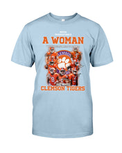 Load image into Gallery viewer, A Woman Loves Clemson Tigers Gift For Fans T-Shirt Guys Tee