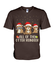 Load image into Gallery viewer, Merry Ottermas All Of The Otter Reindeer Black T-Shirt Guys V-Neck