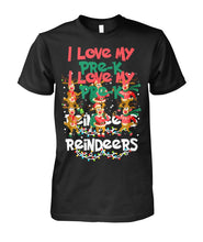 Load image into Gallery viewer, I Love My Pre-K Reindeers Christmas Tshirt Teacher Gifts Guys Tee